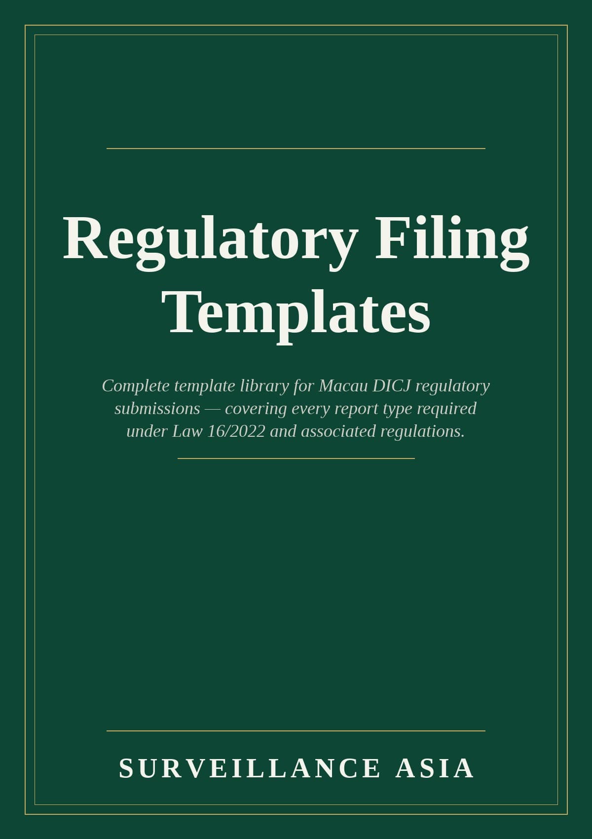 Regulatory Filing Templates — cover
